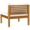 8 Piece Patio Lounge Set with Cream Cushion Solid Acacia Wood