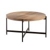 33"Modern Thread Design Round Coffee Table , MDF Table Top with Cross Legs Metal Base