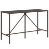 Bar Table with Glass Top Brown 70.9"x27.6"x43.3" Poly Rattan