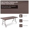 6 Feet Folding Portable Rattan Table with Carrying Handle