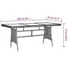 Patio Table Gray 63"x27.6"x28.3" Poly Rattan & Solid Acacia Wood