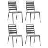 5 Piece Patio Dining Set Steel Dark Gray