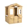 Wooden Playhouse for Kids Outdoor with Working Door, Windows, Mailbox, Bench, Flowers Pot Holder, 39" x 38" x 55.5"
