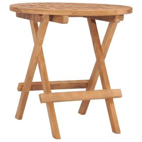 Folding Patio Table 19.7"x19.7"x19.7" Solid Teak Wood (Color: Brown)