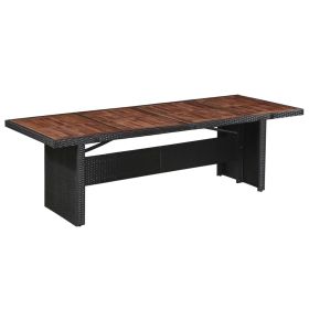 Patio Table 94.5"x35.4"x29.1" Poly Rattan and Solid Acacia Wood (Color: Black)