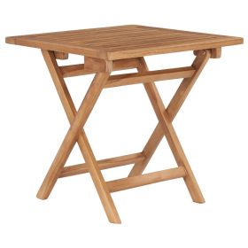 Folding Patio Table 17.7"x17.7"x17.7" Solid Teak Wood (Color: Brown)