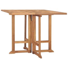 Folding Patio Dining Table 35.4"x35.4"x29.5" Solid Teak Wood (Color: Brown)