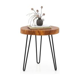 Patio Garden Outdoor Reclaimed Recycled Teak Wood End Table (Color: Style C)