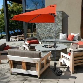 9 Feet Patio Bistro Half Round Umbrella without Weight Base (Color: Orange)