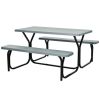 Outdoor Picnic Table Bench Set with Metal Base