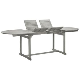 Patio Dining Table (63"-94.5")x39.4"x29.5" Solid Acacia Wood (Color: Grey)