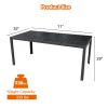71" Outdoor Patio Dining Table for 6-8 Rectangular Table with Aluminum Frame, Black/Brown and White