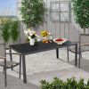71" Outdoor Patio Dining Table for 6-8 Rectangular Table with Aluminum Frame, Black/Brown and White