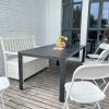 71" Outdoor Patio Dining Table for 6-8 Rectangular Table with Aluminum Frame, Black/Brown and White
