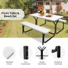 Outdoor Picnic Table Bench Set with Metal Base
