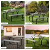 Outdoor Picnic Table Bench Set with Metal Base