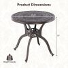 31.5" Cast Aluminum Table Patio Round Dining Table with Umbrella Hole