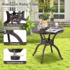 31.5" Cast Aluminum Table Patio Round Dining Table with Umbrella Hole