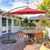 10 Feet Offset Umbrella with 8 Ribs Cantilever and Cross Base