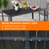 71" Outdoor Patio Dining Table for 6-8 Rectangular Table with Aluminum Frame, Black/Brown and White