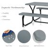 Outdoor Picnic Table Bench Set with Metal Base