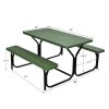 Outdoor Picnic Table Bench Set with Metal Base