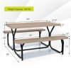 Outdoor Picnic Table Bench Set with Metal Base