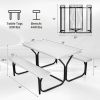Outdoor Picnic Table Bench Set with Metal Base