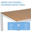 71" Outdoor Patio Dining Table for 6-8 Rectangular Table with Aluminum Frame, Black/Brown and White