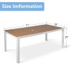 71" Outdoor Patio Dining Table for 6-8 Rectangular Table with Aluminum Frame, Black/Brown and White