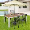 71" Outdoor Patio Dining Table for 6-8 Rectangular Table with Aluminum Frame, Black/Brown and White