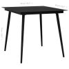 Patio Dining Table Black 31.5"x31.5"x29.1" Steel and Glass