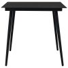 Patio Dining Table Black 31.5"x31.5"x29.1" Steel and Glass
