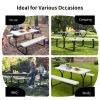 Outdoor Picnic Table Bench Set with Metal Base