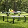 Outdoor Picnic Table Bench Set with Metal Base