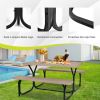 Outdoor Picnic Table Bench Set with Metal Base
