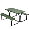 Outdoor Picnic Table Bench Set with Metal Base