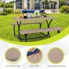 Outdoor Picnic Table Bench Set with Metal Base