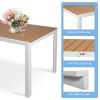 71" Outdoor Patio Dining Table for 6-8 Rectangular Table with Aluminum Frame, Black/Brown and White
