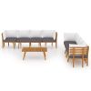 8 Piece Patio Lounge Set with Cushions Solid Acacia Wood