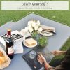 Outdoor Picnic Table Bench Set with Metal Base