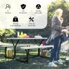Outdoor Picnic Table Bench Set with Metal Base