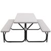 Outdoor Picnic Table Bench Set with Metal Base