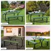 Outdoor Picnic Table Bench Set with Metal Base